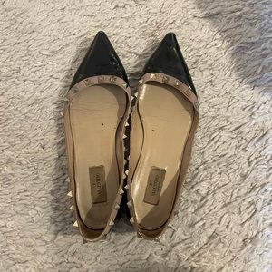 Valentino Rockstud black patent flats